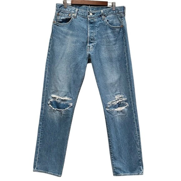 Levi's Other - Levis 501 Lot 93 Big E Jeans Mens 36x34 Blue Button Fly Distressed Straight Fit